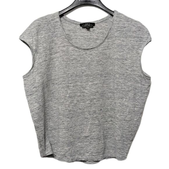SET Gray Linen Oversized Cropped T-Shirt 2 - Picture 1 of 6